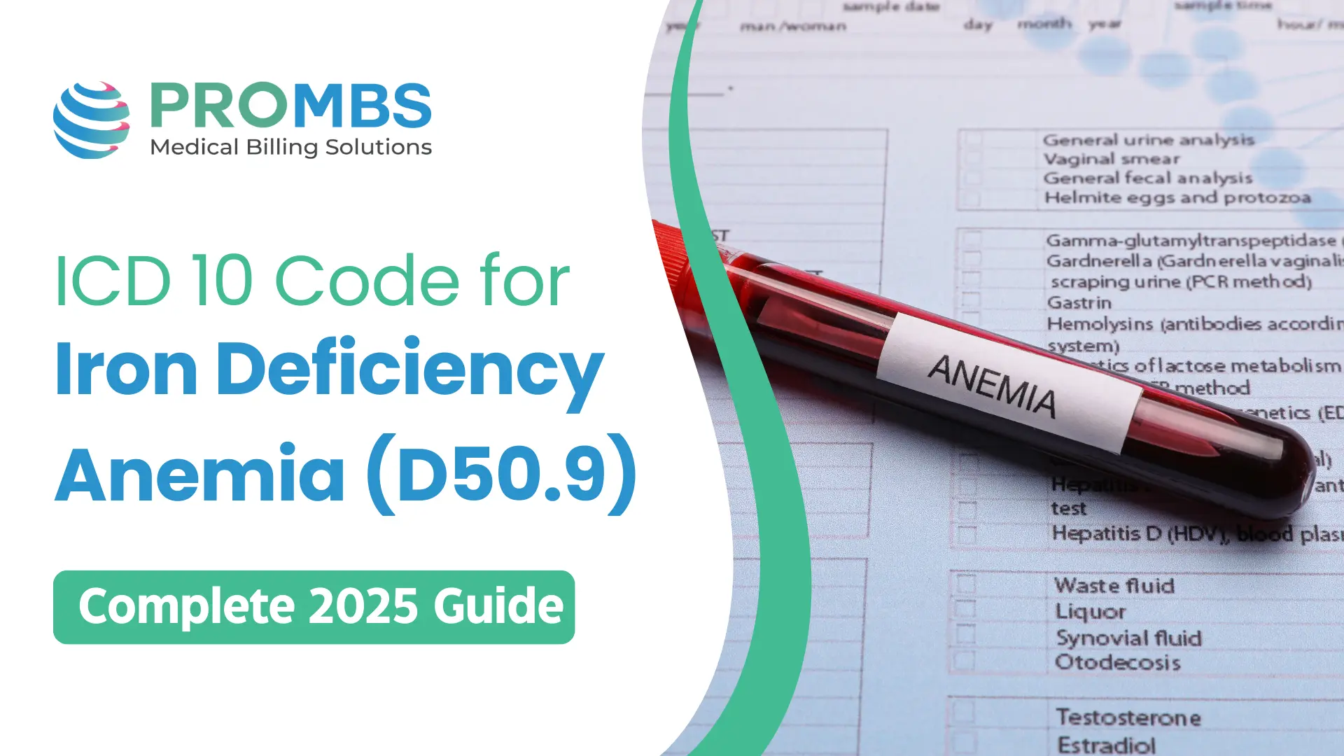 ICD 10 Code for Iron Deficiency Anemia (D50.9)